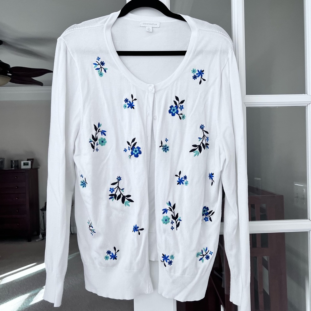 Charter cardigan, white size XXL